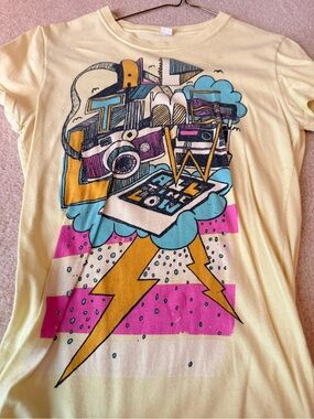 Yellow Graphic Camera Lightning Bolt Tee